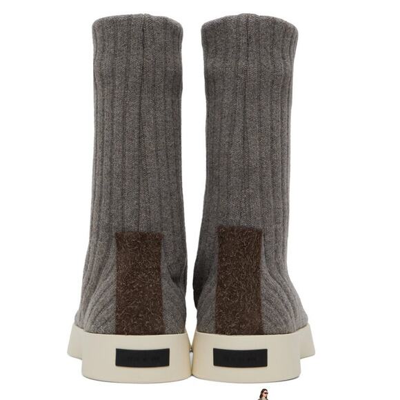 $995 NIB Fear of God Gray Rib Moc Knit Wool High Sneakers Shoes 42(9)
